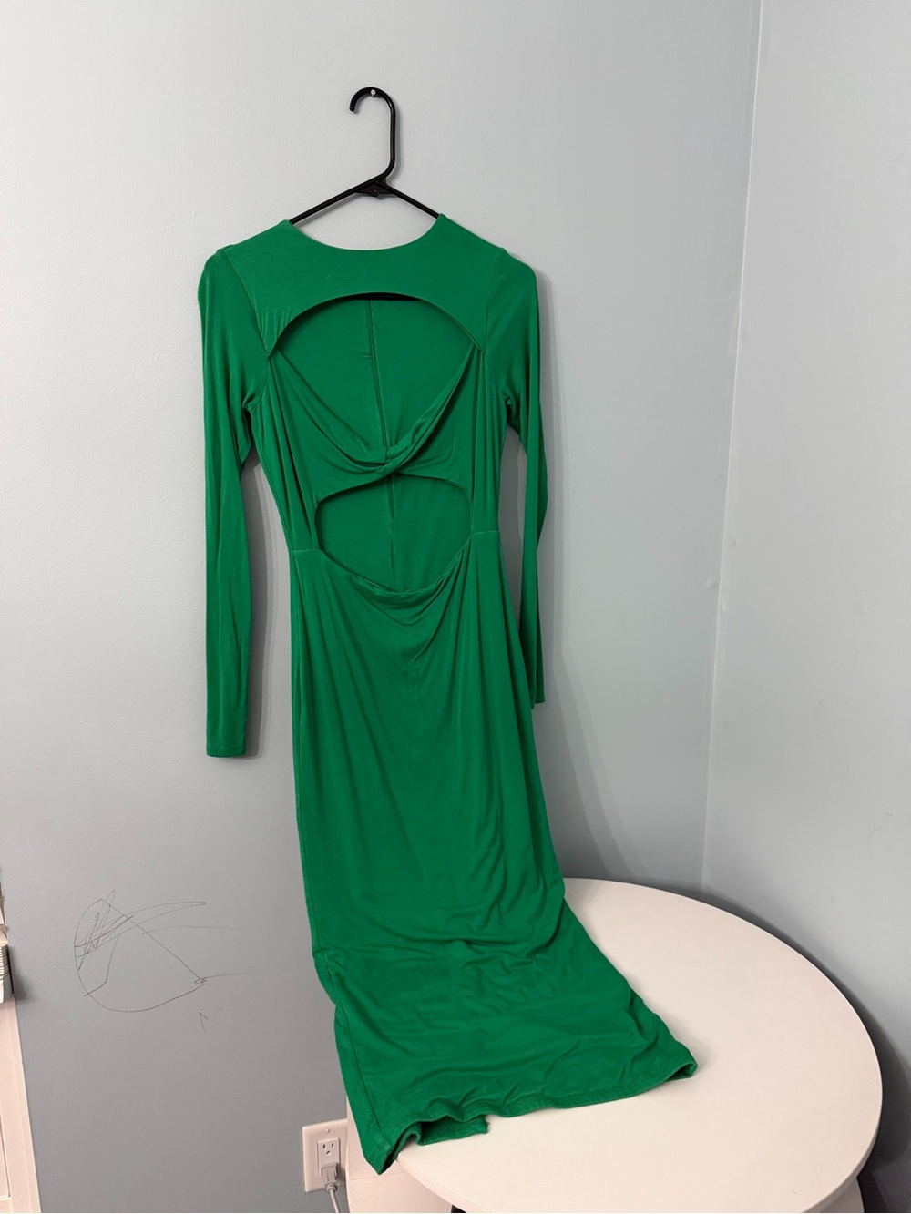Naked Wardrobe long Sleeve Green Cutout Maxi Dress